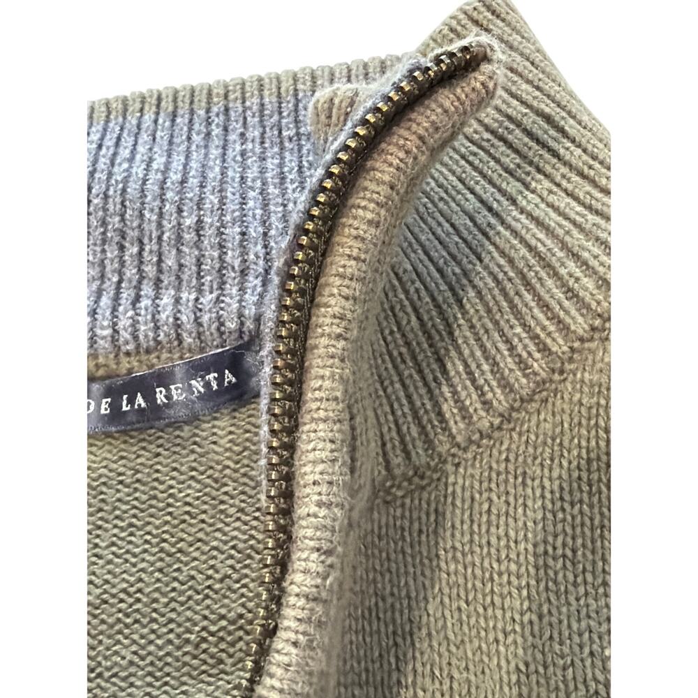 Oscar de la Renta 1/4 Zip Sweater Mens Green VTG Y2K Knit 90s Winter Casual - Picture 4 of 6